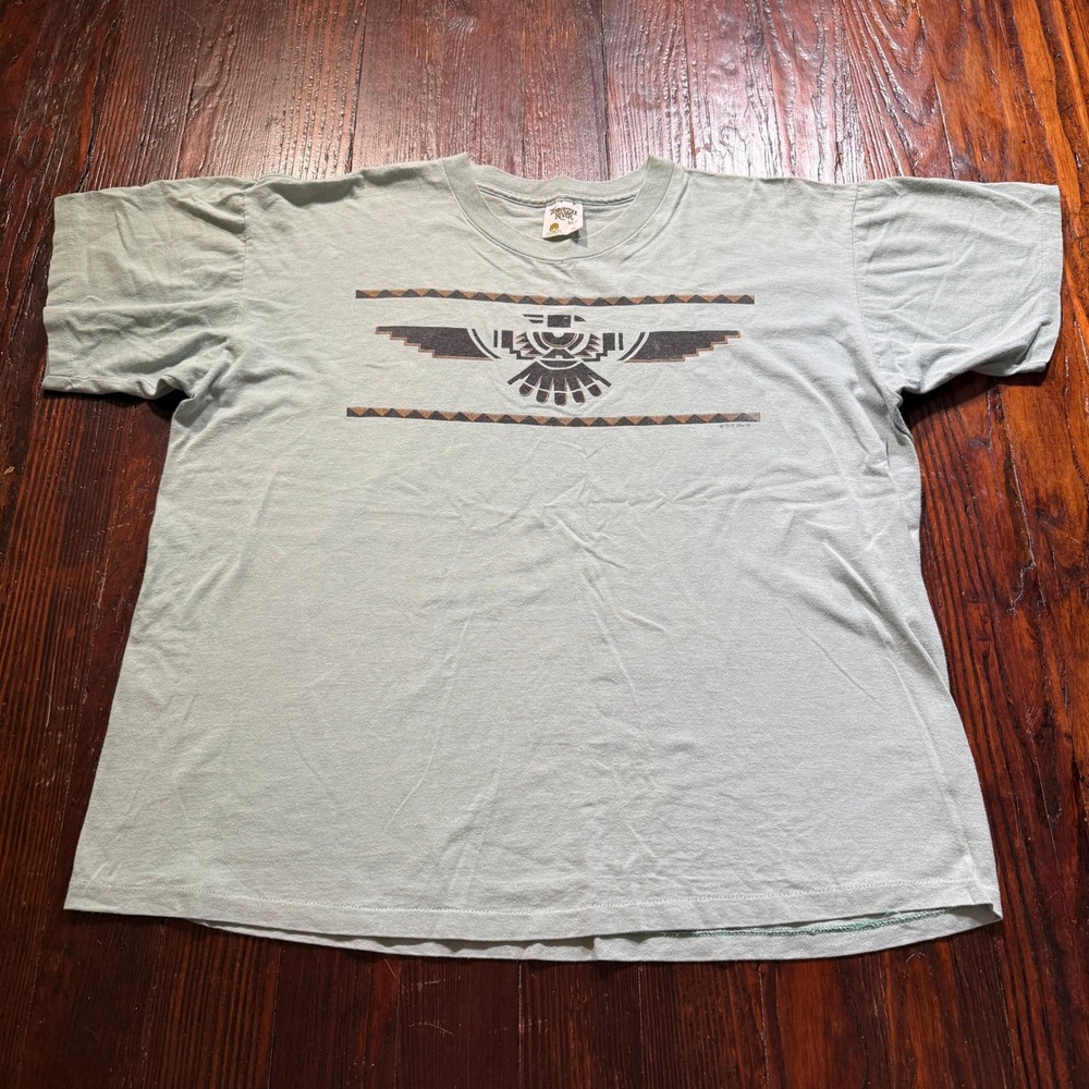 Vintage 1993 Thunderbird Shirt Mens XL Green Single Stitch USA Made 90s Tribal